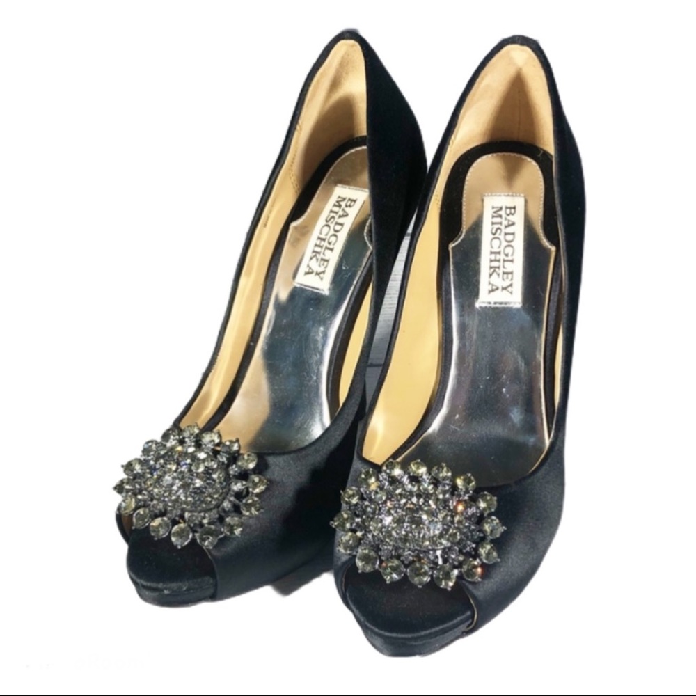 Badgley Mischka Lissa Satin Peep Toe Heels